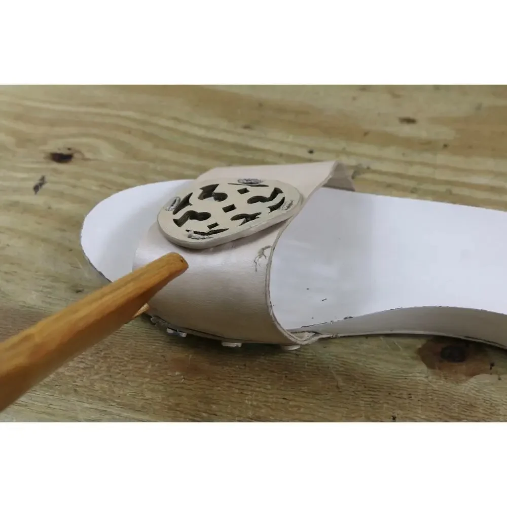 Tory Burch Shoes 8.5 White Leather Wedge Slides Sandals